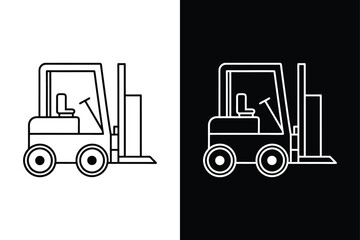 Black forklift truck icon on White Background Vector Art Illustration on white background.
