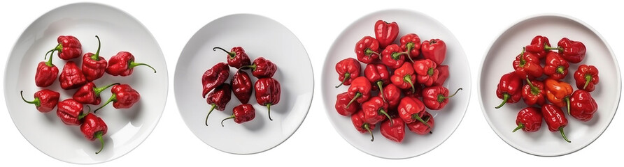 top view of a plate with the hottest pepper in the world Carolina Reaper
