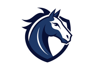 a blue horse with a white mane and a blue mane Mascot Unique Logo Design