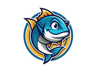 a fish with a fish on its head  Mascot Unique Logo Design