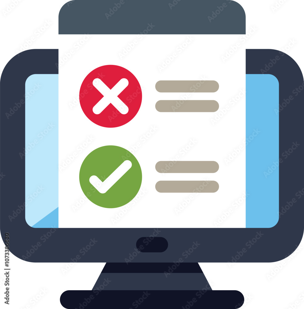 Poster this vector illustration depicts a computer monitor displaying an online survey, highlighting concep