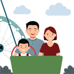 Fototapeta premium man and family on a ferris wheels.eps