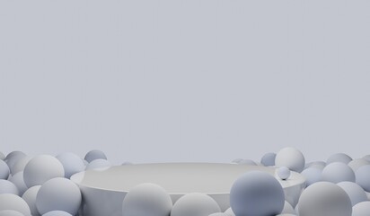 Circle podium, geometric shapes, 3D illustration