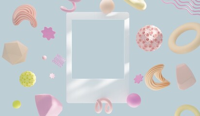 Profile picture frame Social media with geometric shapes 3D illustration