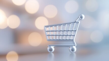 Enhance your online shopping experience with a sleek silver shopping cart icon for e-commerce platforms