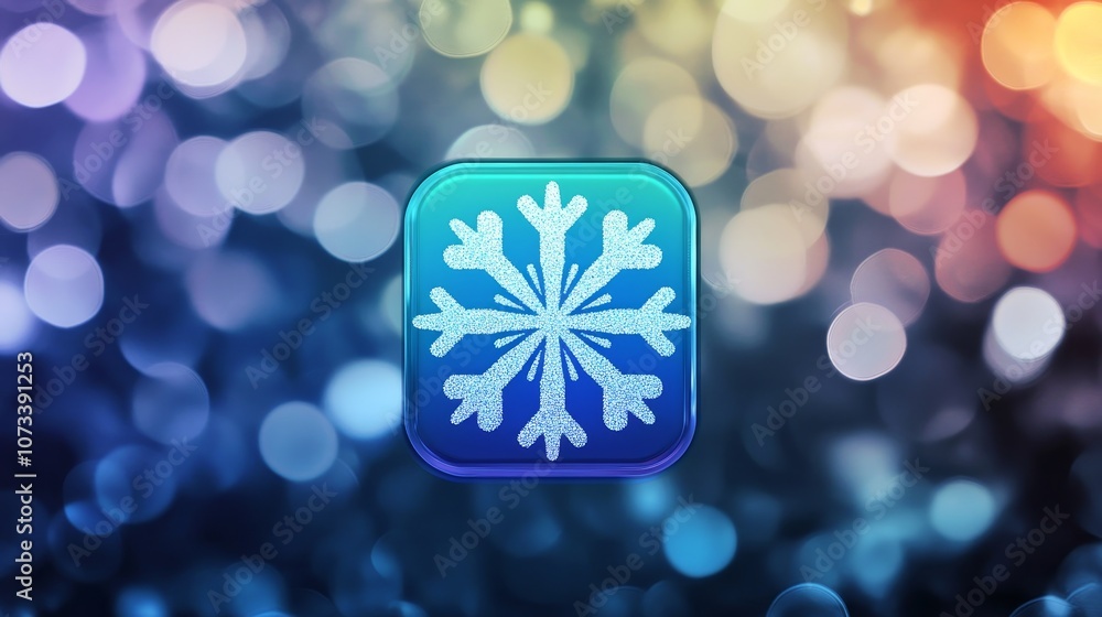 Poster explore the enchantment of winter with a beautiful snowflake icon surrounded by sparkling bokeh effe