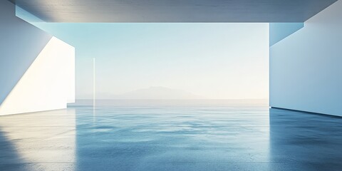 Obraz premium Empty modern gallery space with large blank walls, perfect for creative exhibition concepts