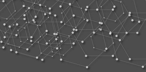 Abstract gray background with grey hi-tech polygonal business corporate concept. science technology futuristic concept background. Plexus of lines and dots and connected particles vector .