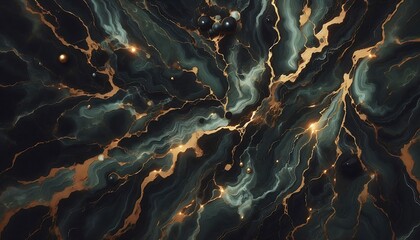 Dark Forest Green Marble with Gold Highlights

