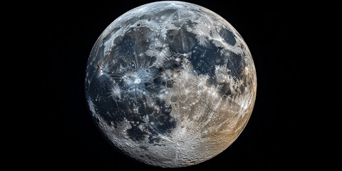 Fototapeta premium Realistic full moon isolated on white background, celestial object and astronomy symbol