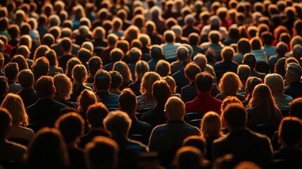 Crowd of people sitting in a theatre