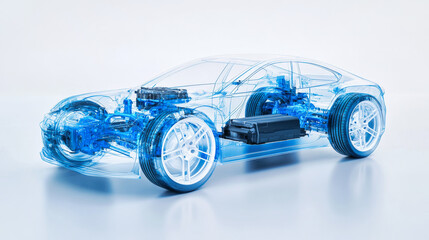 Fototapeta premium Digital rendering of a transparent high tech electric car