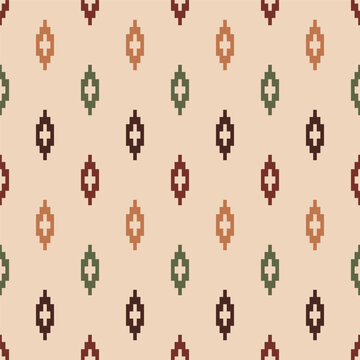 Vintage simple small Aztec diamonds kilim cream Vector Pattern. Minimalism tribal geometrics autumn colors seamless pattern.