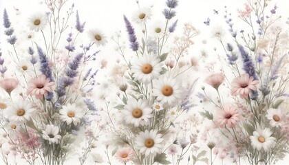 Delicate Wildflowers Watercolor Pattern

