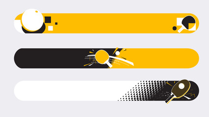 Set of lower third or sport banner design with table tennis template isolated on white background.