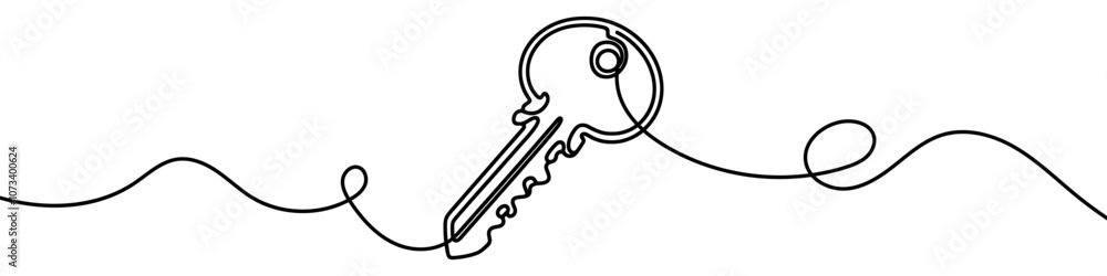 Aufkleber continuous line drawing of a key is suggesting concepts of security and access