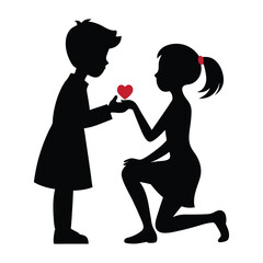  A boy propose the girl vector silhouette 