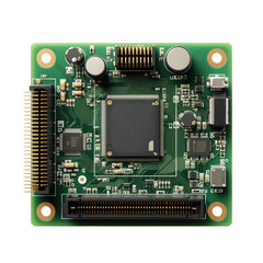 Green Circuit Board Microchip Isolated On Transparent Background	