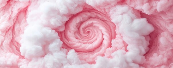 Fototapeta premium A mesmerizing swirl of pink and white clouds creates a dreamlike atmosphere, evoking feelings of calm and wonder.