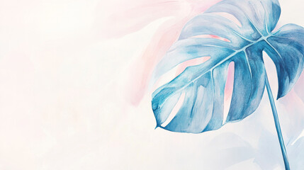 Obraz premium Delicate watercolor illustration of a monstera leaf