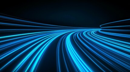 Abstract blue neon light trails create a futuristic, dynamic background for digital themes and modern designs.