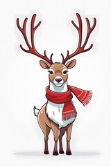 christmas reindeer with red ribbon. Generative Ai