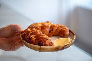 croissant in hand