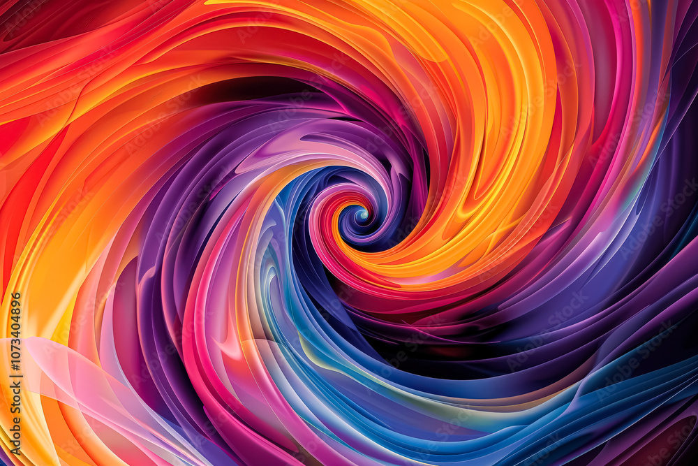 Poster colorful swirl of colors with a rainbow effect. the colors are bright and vibrant, creating a sense 