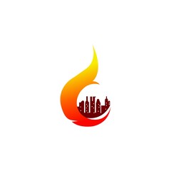 Fire city vector logo template design