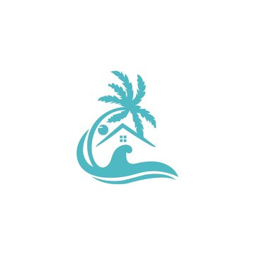recommend clip art: Palm tree real estate beach vector logo design