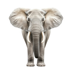 Fototapeta premium Front view of a white elephant standing with a transparent background.