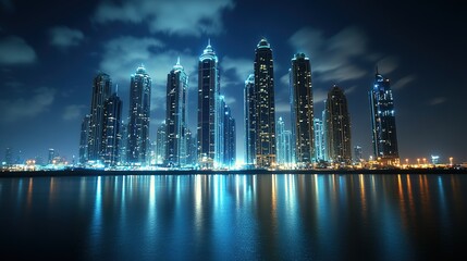 Obraz premium Aerial view captures the vibrant cityscape at night