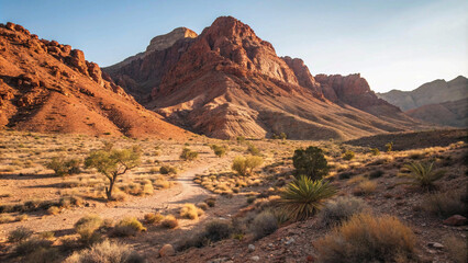 Naklejka premium Mountainous desert landscape with rocky