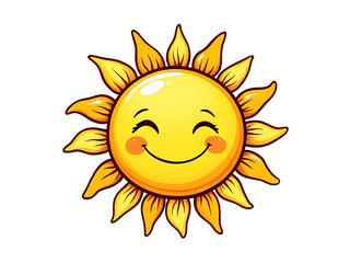 Clip art of a cute, cartoonish sun with a smiling face. 