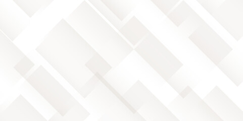 Abstract minimal geometric white and gray light background design. white transparent material in triangle diamond and squares shapes in random geometric pattern.