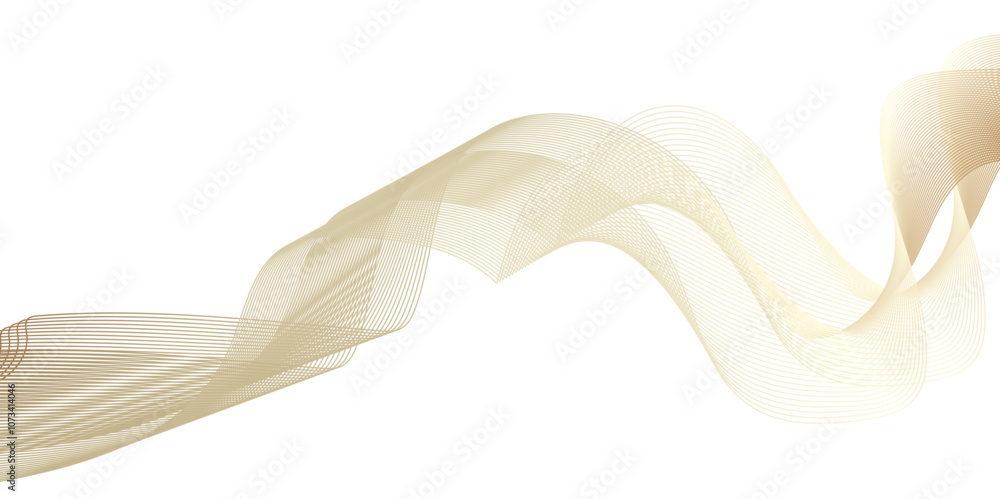 Poster abstract wavy lines flowing curve golden gradient color on transparent background. abstract white ba