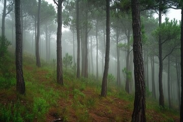 Obraz premium Misty Forest Landscape