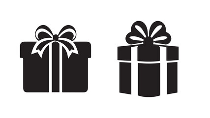 Silhouette gift boxes. Vector gift box for the holidays like Christmas, valentines day, birthday. Giftboxes vector illustration.