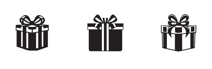 Silhouette gift boxes. Vector gift box for the holidays like Christmas, valentines day, birthday. Giftboxes vector illustration.
