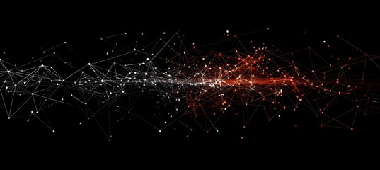 A global supply chain network visualization, with nodes and connections, leaving space for text