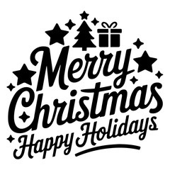 Happy New Year , Merry Christmas text vector illustration.