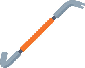 Crowbar with orange handle for pulling nails out of wood, construction and renovation work