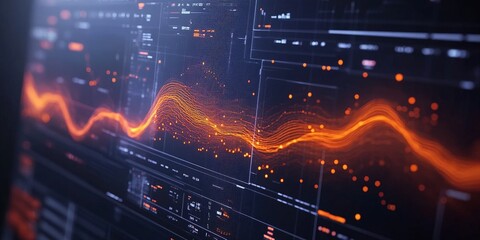 Fototapeta premium Seismograph displaying fluctuating wave patterns indicating seismic activity