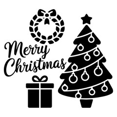 Merry Christmas and happy new year text vector illustration.