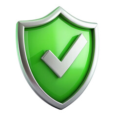 3d green shield checkmark security isolated, AI generated