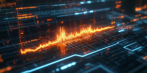 Seismograph displaying fluctuating wave patterns indicating seismic activity