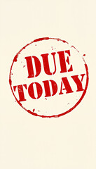 Red stamp with "Due Today" text on light background for deadline reminder and urgency concept