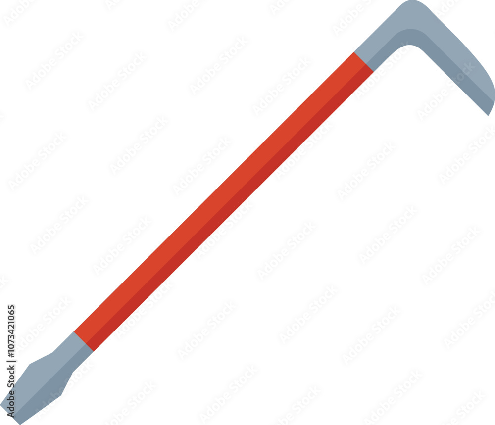 Poster red crowbar lying diagonally on a pure white background with empty space for overwriting text or add