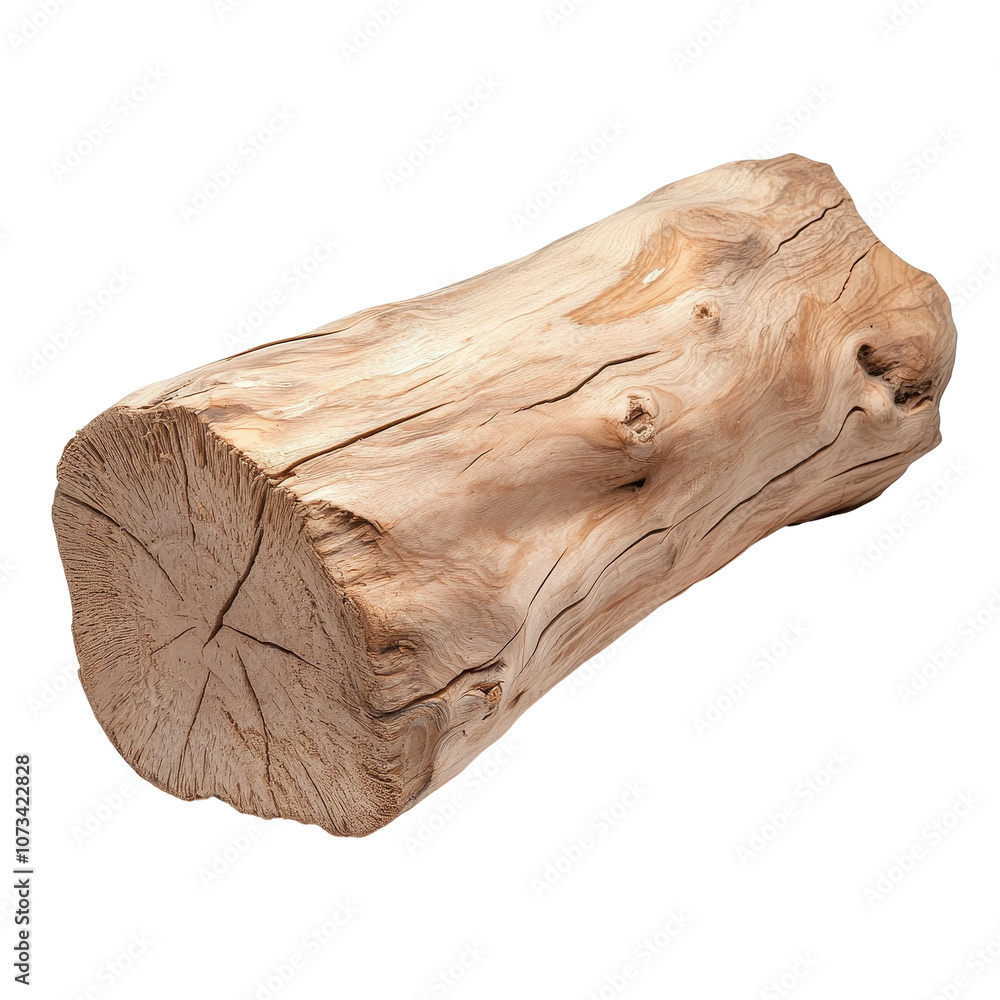 Poster a large log with many holes and a rough surface. transparent background