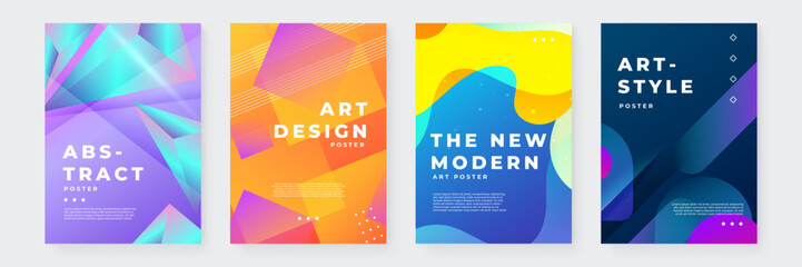 Modern Abstract Poster Collection With Vibrant Geometric Art Designs